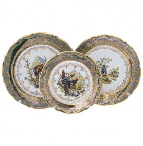 Набор тарелок 18 предметов (19, 23, 25 см)  Repast "Мария-Тереза /Охота зеленая" S-P / 278838