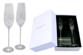 Бокалы для шампанского 210 мл 2 шт прозрачные  Rona "Diamante /С стразами" / 061212