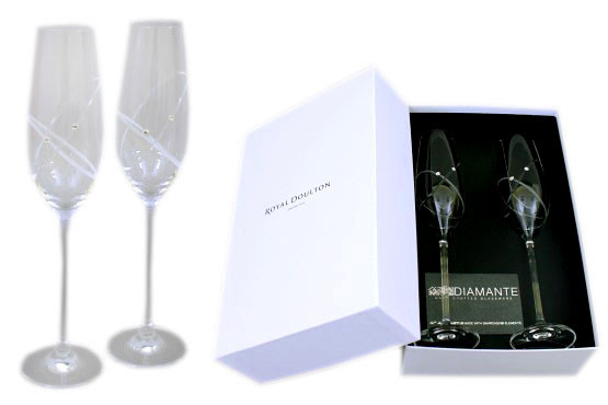 Бокалы для шампанского 210 мл 2 шт прозрачные  Rona &quot;Diamante /С стразами&quot; / 061212