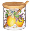 Набор банок для сыпучих продуктов 8 х 8 см с ложками на подставке 10 предметов  Agness &quot;Прованс /Лимоны&quot; / 290884