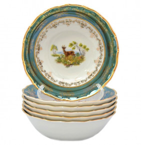 Набор салатников 16 см 6 шт  Royal Czech Porcelain "Офелия /Охота зеленая" / 203985