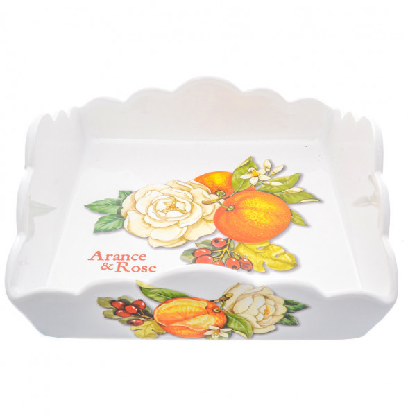 Салфетница 22 х 22 см квадратная  Artigianato Ceramico by Caroline &quot;Artigianato ceramico /Апельсин и роза&quot; / 228187