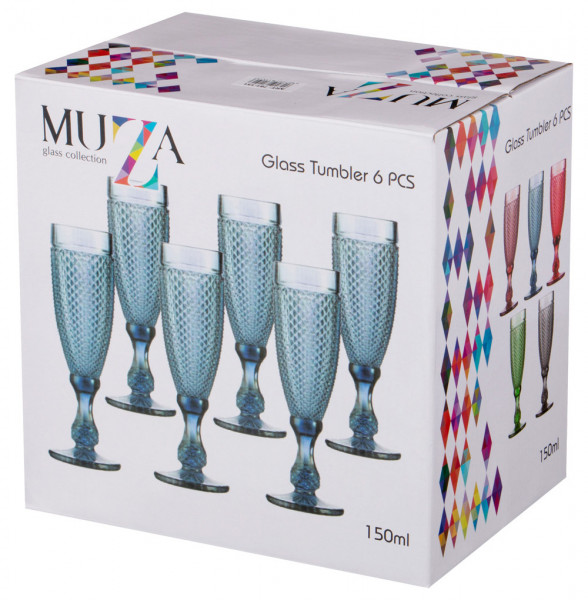Бокалы для шампанского 200 мл 6 шт голубые  LEFARD &quot;Гранат /Muza color&quot; / 215425