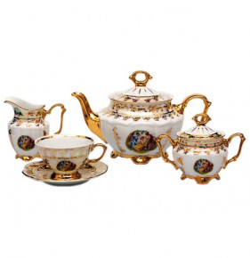 Чайный сервиз на 6 персон 15 предметов  Bavarian Porcelain "Мадонна перламутр" / 006540