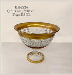 Ваза для фруктов 21,5 х 18 см н/н  Yagmur Hediyelik "Barok /Золото" / 256474