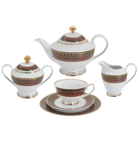Чайный сервиз на 6 персон 23 предмета красный  Anna Lafarg Midori &quot;Бухара&quot; / 308252
