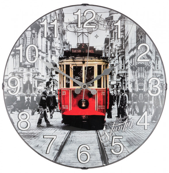 Часы настенные 35,5 см кварцевые круглые &quot;Трамвай /GALAXY&quot; / 234056