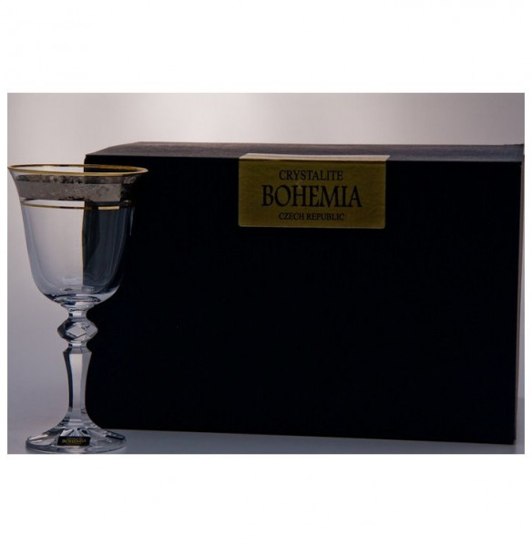 Бокалы для красного вина 220 мл 6 шт  Crystalite Bohemia &quot;Лаура /Цветочный узор на платине&quot; / 005766