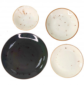 Набор тарелок 24 предмета на 6 персон  O.M.S. Collection "TULU /Серо-кремовый с вкраплениями" / 284381