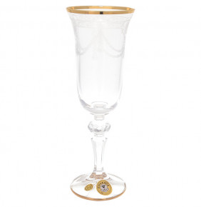 Бокалы для шампанского 150 мл 6 шт  Star Crystal "Лаура /Кружевной узор /золото" / 228377
