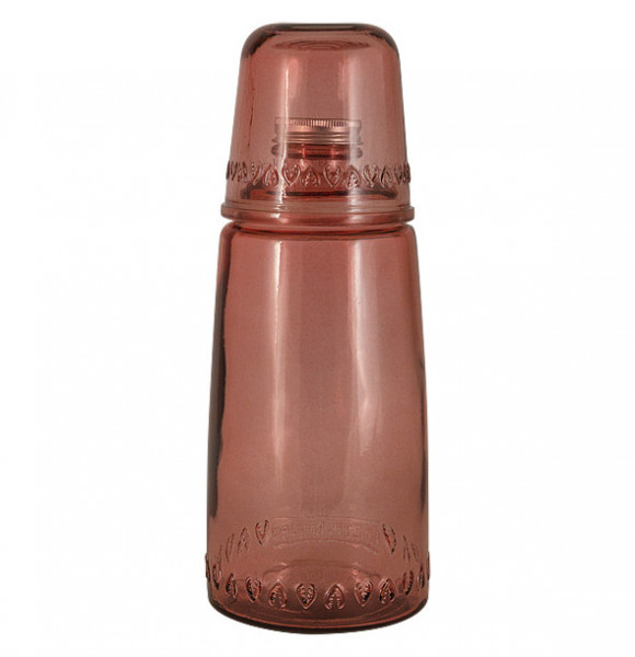 Бутылка для воды 1 л со стаканом на 220 мл розовая  SAN MIGUEL &quot;Natural  Water&quot; / 292081