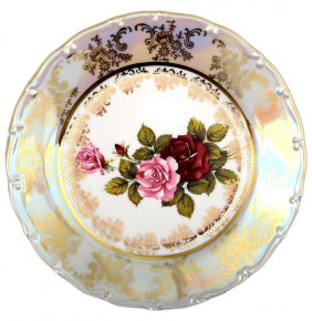 Набор тарелок 17 см 6 шт  Bohemia Porcelan Moritz Zdekauer 1810 s.r.o. "Офелия /Роза перламутр" / 027436