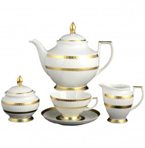 Чайный сервиз на 6 персон 15 предметов  Falkenporzellan "Констанц /Белое кружево /золото" / 099990