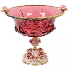 Фруктовница 33 см н/н розовая  Rosaperla "Розаперла /Цветок" / 147055