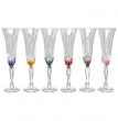 Бокалы для шампанского 180 мл 6 шт разноцветные  Crystalex CZ s.r.o. &quot;Виктория /Цветочная фантазия&quot; / 088395