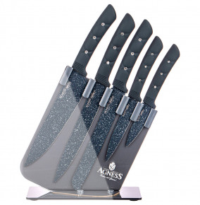 Набор кухонных ножей на пластиковой подставке 6 предметов "Agness" / 234933