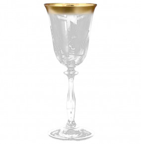 Бокалы для белого вина 185 мл 6 шт  Crystalex CZ s.r.o. "Анжела /Матовые цветы /золото" E-V / 101407