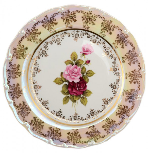 Набор тарелок 25 см 6 шт  Bohemia Porcelan Moritz Zdekauer 1810 s.r.o. &quot;Офелия /Роза перламутр&quot; / 027437