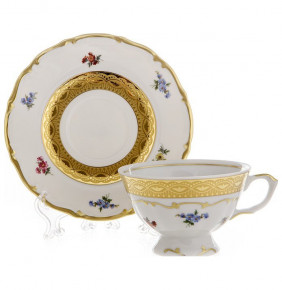 Набор чайных пар 200 мл 6 шт  Bavarian Porcelain "Мария-Тереза /Мелкие цветы /Золотая лента" / 103875