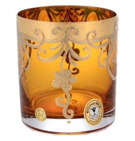 Стаканы для виски 280 мл 6 шт амбер  Bohemia "Барлайн /Золотые цветы с завитушками" E-S / 145721
