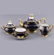 Чайный сервиз на 6 персон 15 предметов  Bohemia Porcelan Moritz Zdekauer 1810 s.r.o. &quot;Анжелика /Золотые вензеля /Кобальт&quot; / 034118