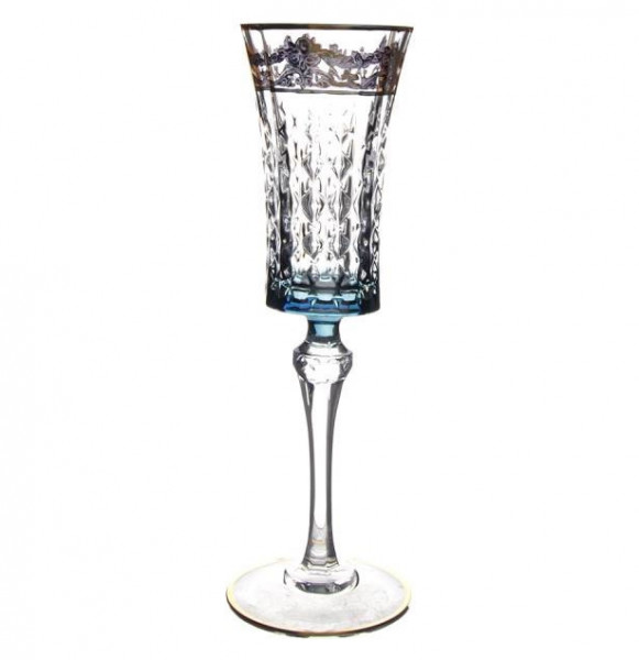 Бокалы для шампанского 150 мл 6 шт голубые  RCR Cristalleria Italiana SpA &quot;Timon /Lady Diamond /Золото&quot; / 301186