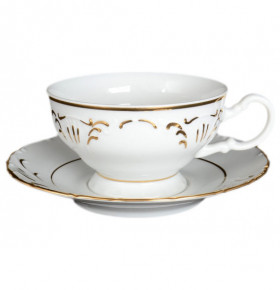 Набор чайных пар 230 мл 6 шт низкие  Bohemia Porcelan Moritz Zdekauer 1810 s.r.o. "Лиана /Золотые штрихи" / 050976