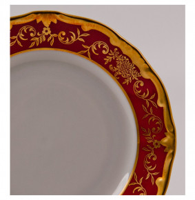 Набор тарелок 15 см 6 шт  Weimar Porzellan "Ювел /Красный с золотым узором" / 002204