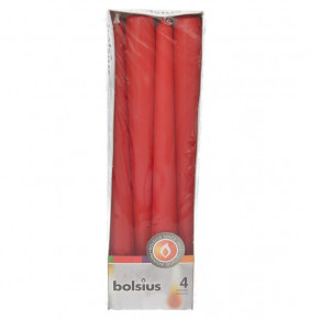 Свечи конусные 24,5 х 2,4 см 4 шт "Красные /Bolsius" / 257285