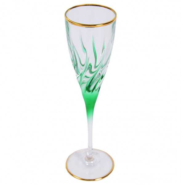 Бокал для шампанского 120 мл 1 шт  RCR Cristalleria Italiana SpA &quot;Трикс /Зеленое дно /Отводка золото /390&quot; / 205947