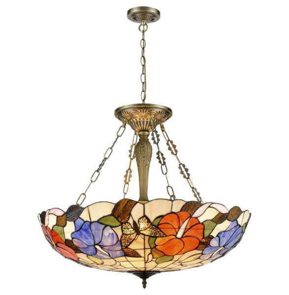 Светильник потолочный 6 рожковый  Velante &quot;Tiffany&quot; Цветы и бабочки / 304765