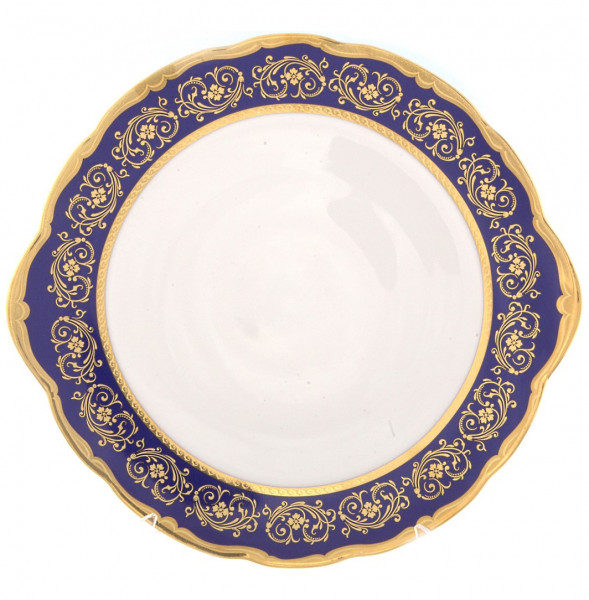 Пирожковая тарелка 27 см  Bavarian Porcelain &quot;Мария-Тереза /Цветочная роспись /Кобальт&quot;   / 277850