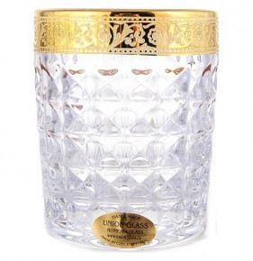 Стаканы для виски 230 мл 6 шт  UNION GLASS "Диаманд /Золотой цветочный кант" / 151521