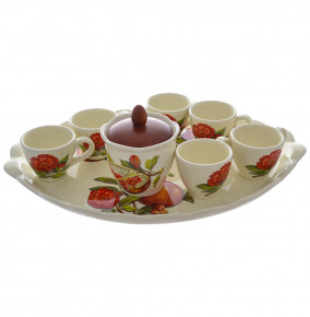 Кофейный набор на 6 персон 9 предметов  Artigianato Ceramico by Caroline "Artigianato ceramico /Гранат" / 271472