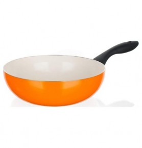 Сковорода вок 24 см c керамической антипригарной поверхностью оранжевая "Banquet /Ceramia" / 152482