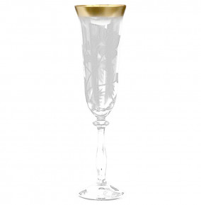 Бокалы для шампанского 190 мл 6 шт  Crystalex CZ s.r.o. "Анжела /Матовые цветы /золото" E-V / 101409