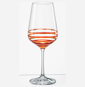 Набор для вина 3 предмета (декантер 1,5 л + 2 бокала по 450 мл)  Crystalex CZ s.r.o. "Сандра /Красные и золотые полосы" / 132120