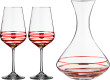 Набор для вина 3 предмета (декантер 1,5 л + 2 бокала по 450 мл)  Crystalex CZ s.r.o. &quot;Сандра /Красные и золотые полосы&quot; / 132120