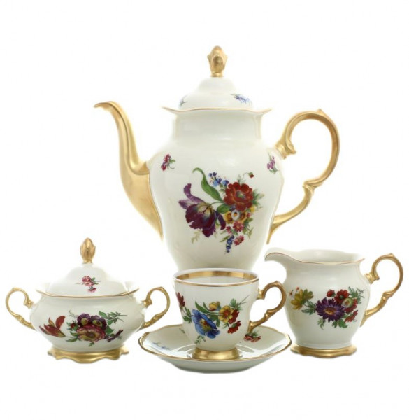 Кофейный сервиз на 6 персон 17 предметов  Sterne porcelan &quot;Аляска /Полевой цветок /СК&quot; / 140089