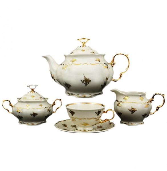 Чайный сервиз на 6 персон 17 предметов  Thun &quot;Мария-Луиза /Золотая розочка /СК&quot; / 113329