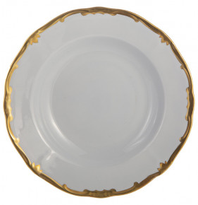 Набор тарелок 22 см 6 шт глубокие  Weimar Porzellan "Престиж /Золотая отводка" голубой / 222556
