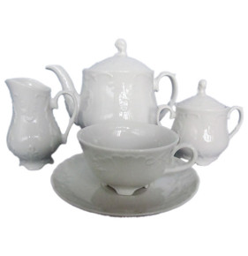 Чайный сервиз на 6 персон 15 предметов  Cmielow "Рококо /Без декора" (220 мл) / 111623