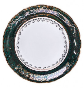 Набор тарелок 18 предметов (19, 23, 25 см)  МаМ декор "Фредерика /Зелёная с золотыми листиками" / 086670