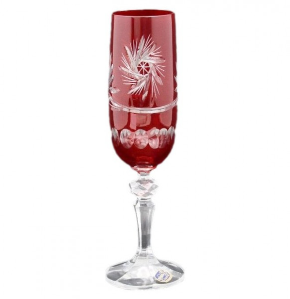 Бокалы для шампанского 180 мл 6 шт красные  Crystalite Bohemia &quot;Мирель /Резные цветные&quot; / 108543