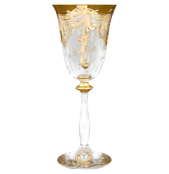 Бокал для белого вина 185 мл 1 шт  Bohemia &quot;Анжела /Золотые цветы с завитушками&quot; / 139675