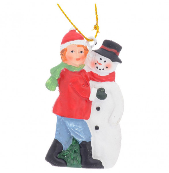 Подвесная фигурка 4 х 1 х 6 см &quot;Мальчик со снеговиком /Repast&quot; / 276412