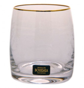 Стаканы для виски 290 мл 6 шт  Crystalite Bohemia "Идеал /Цветочный занавес /Отводка золото" / 001236