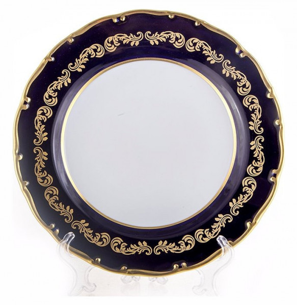Набор тарелок 25 см 6 шт  Bohemia Porcelan Moritz Zdekauer 1810 s.r.o. &quot;Анжелика /Золотые вензеля /Кобальт&quot; / 034115