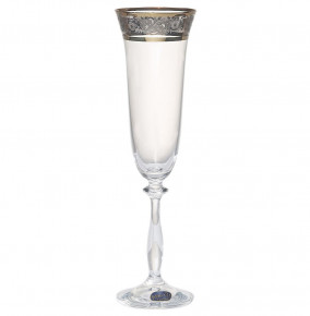 Бокал для шампанского 190 мл 1 шт  Crystalex CZ s.r.o. "Анжела /Цветочный узор на платине" / 114459