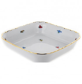 Салатник 24 см квадратный  Bavarian Porcelain "Мария-Тереза /Мелкие цветы /Отводка золото" / 107315